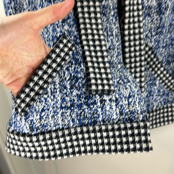 Cabi Woman's 21 Club Jacket and Skirt Set Hounds Tooth Black White Blue - Picture 7 of 14